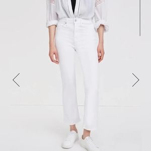 7 For All ManKind SLIM ILLUSION HIGH WAIST SLIM KICK IN LUXE WHITE